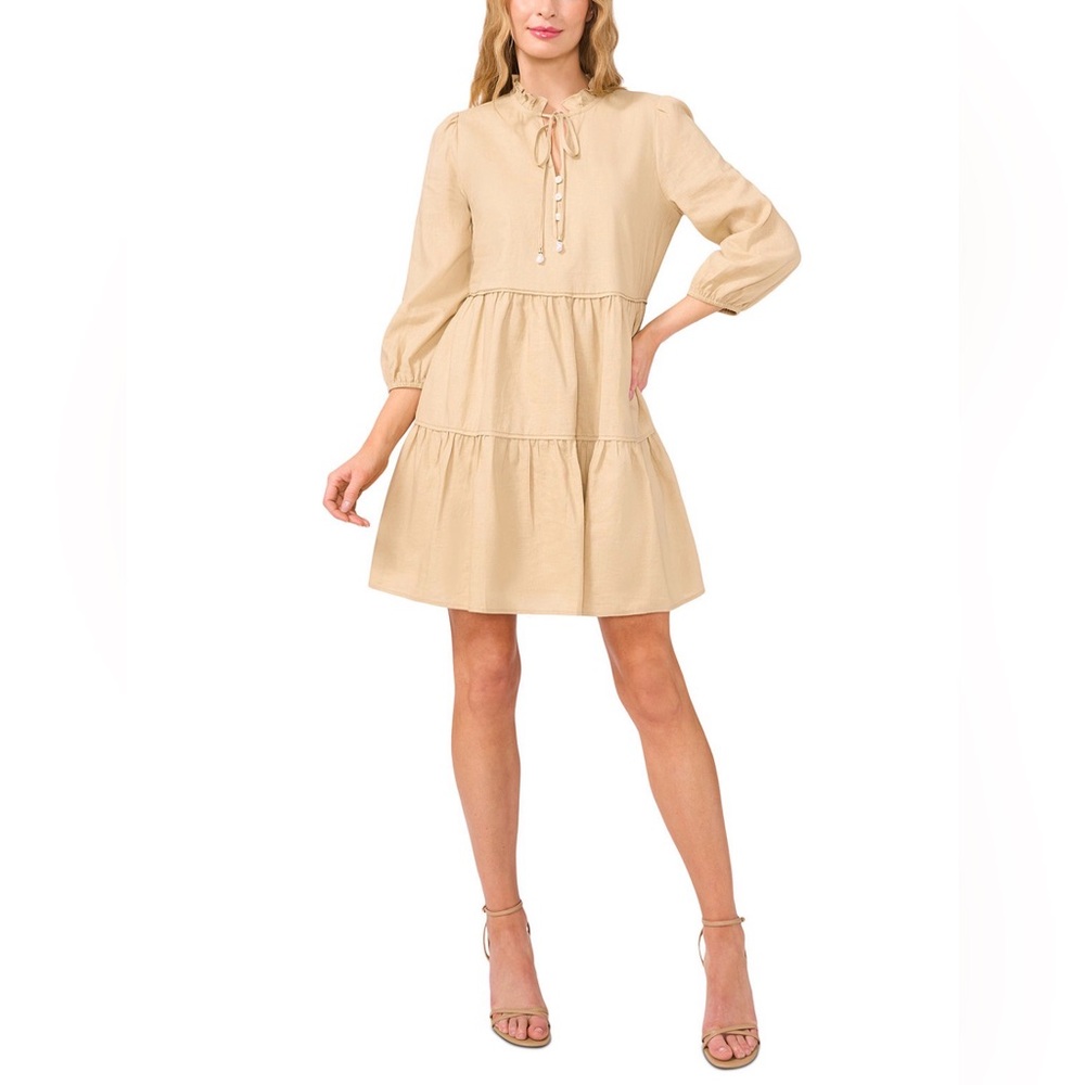 CeCe Cream Tiered Mini Dress